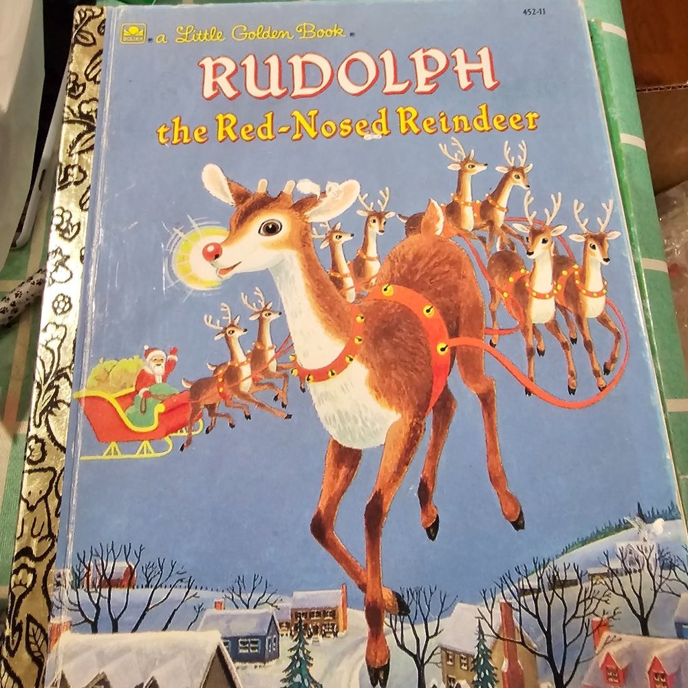 Vintage Christmas Little Golden Book Rudolph the red nose reindeer